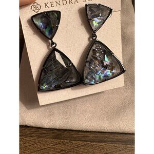 Kendra Scott Maury Gunmetal Statement Dangle Earrings In Abalone Post Back Drops